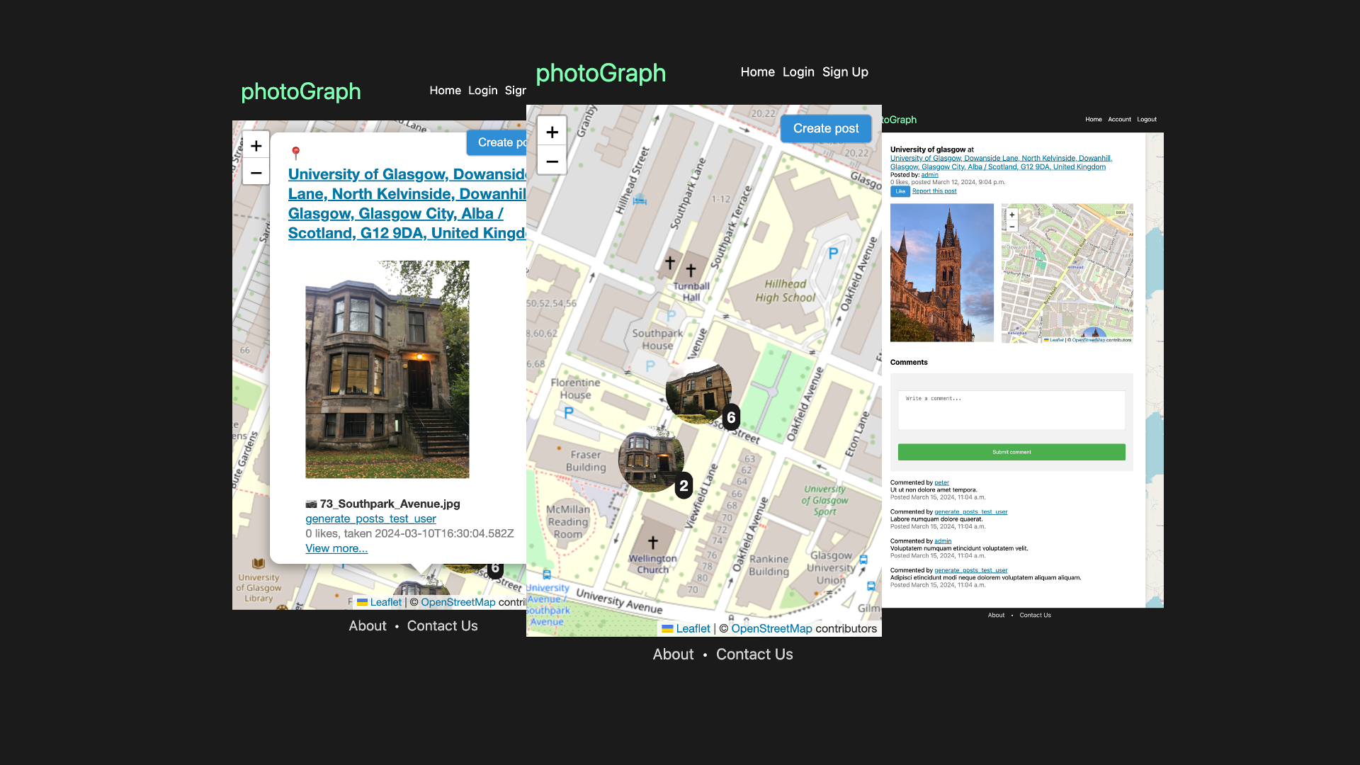 Screenshots of photoGraph